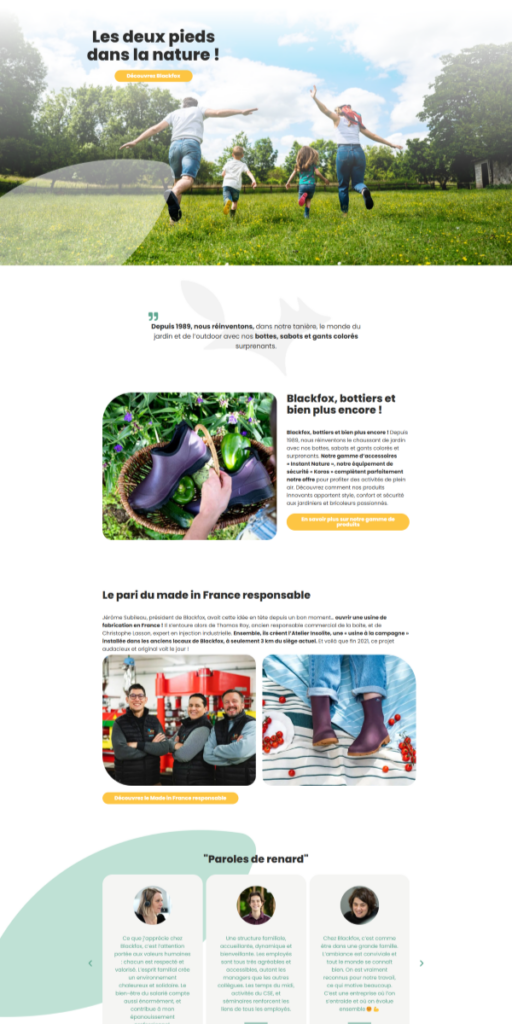 page d'accueil du site Blackfox